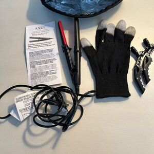 Black VR AR Interaction Glove with Cables and Connectors